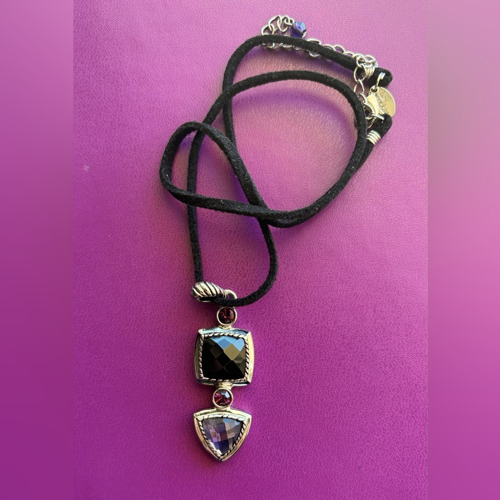 Lia Sophia Purple Glass and Crystal Pendant